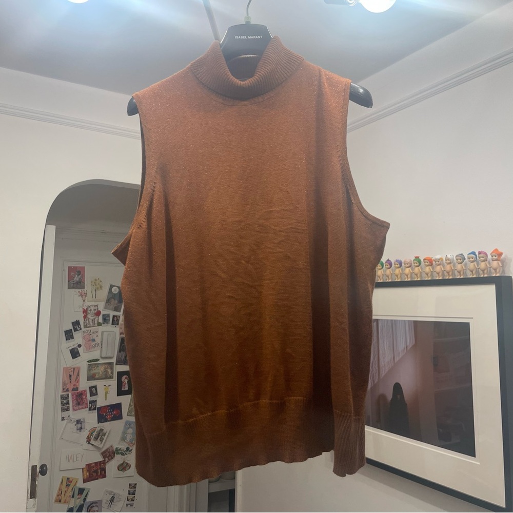 metallic turtleneck tank